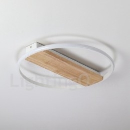 Dimbare witte ronde houten plafondlamp Ultradunne plafondlamp Kan ook als wandlamp worden gebruikt