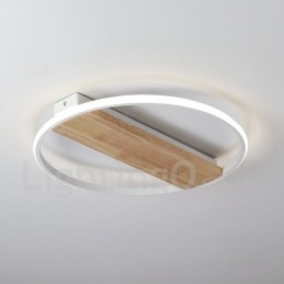 Dimbare witte ronde houten plafondlamp Ultradunne plafondlamp Kan ook als wandlamp worden gebruikt