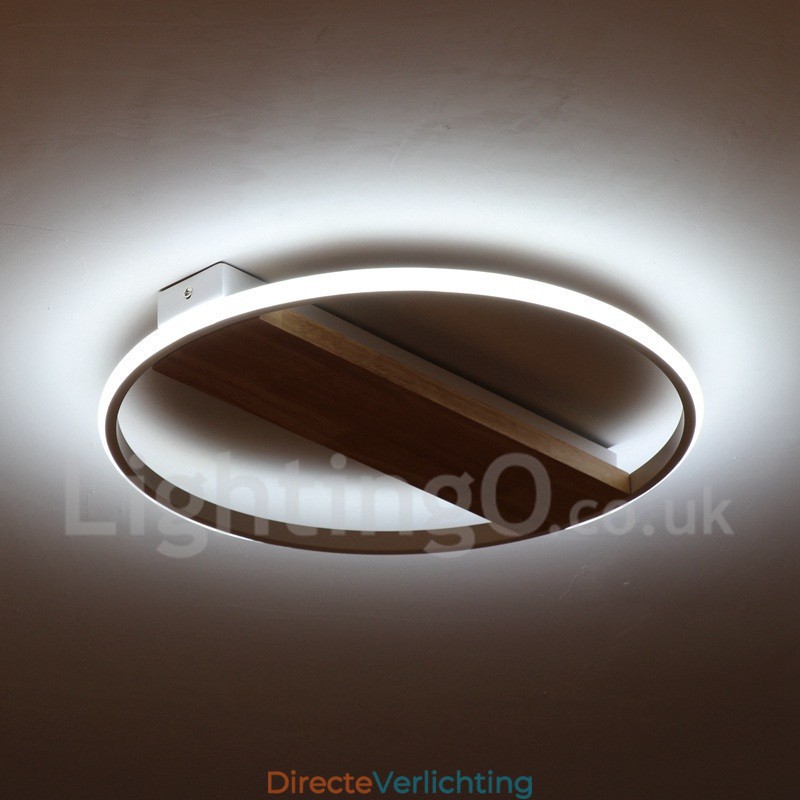 Dimbare witte ronde houten plafondlamp Ultradunne plafondlamp Kan ook als wandlamp worden gebruikt