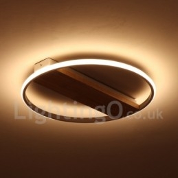 Dimbare witte ronde houten plafondlamp Ultradunne plafondlamp Kan ook als wandlamp worden gebruikt