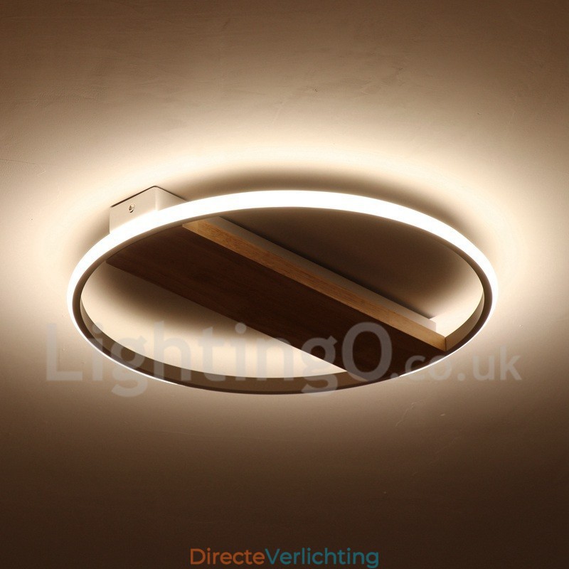 Dimbare witte ronde houten plafondlamp Ultradunne plafondlamp Kan ook als wandlamp worden gebruikt