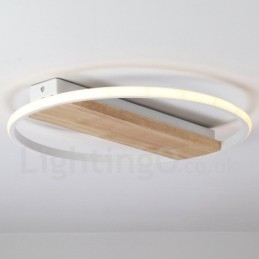 Dimbare witte ronde houten plafondlamp Ultradunne plafondlamp Kan ook als wandlamp worden gebruikt
