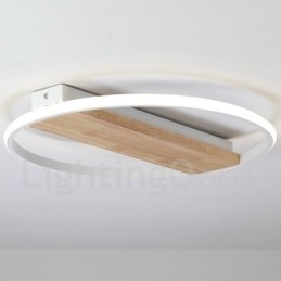 Dimbare witte ronde houten plafondlamp Ultradunne plafondlamp Kan ook als wandlamp worden gebruikt