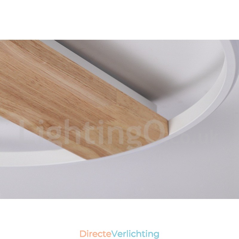 Dimbare witte ronde houten plafondlamp Ultradunne plafondlamp Kan ook als wandlamp worden gebruikt