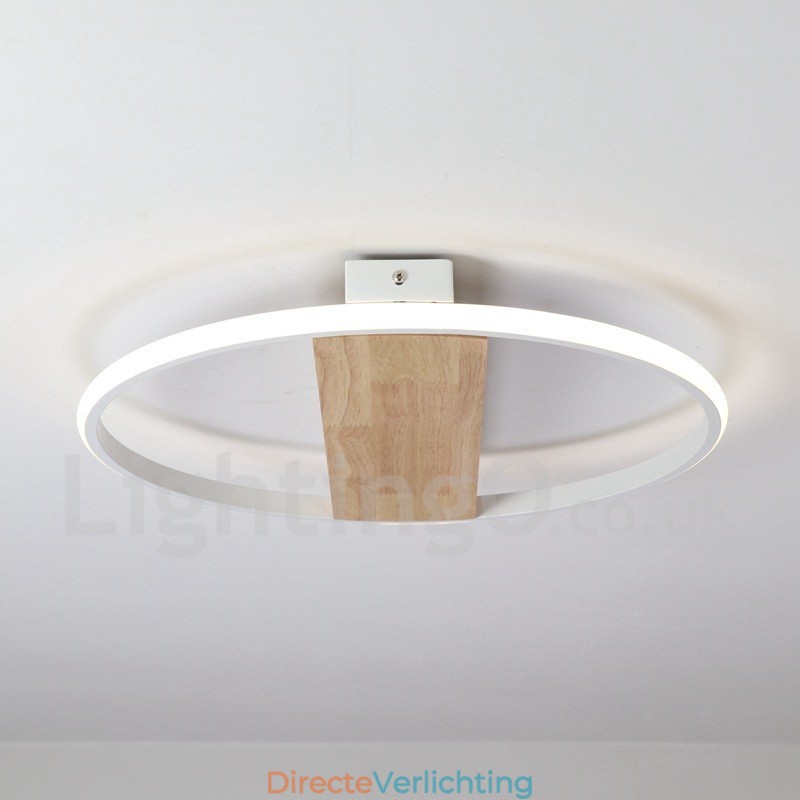 Dimbare witte ronde houten plafondlamp Ultradunne plafondlamp Kan ook als wandlamp worden gebruikt