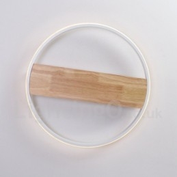 Dimbare witte ronde houten plafondlamp Ultradunne plafondlamp Kan ook als wandlamp worden gebruikt