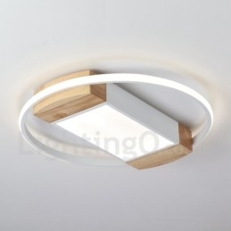 Dimbare witte ronde houten plafondlamp Ultradunne plafondlamp Kan ook als wandlamp worden gebruikt