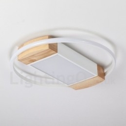 Dimbare witte ronde houten plafondlamp Ultradunne plafondlamp Kan ook als wandlamp worden gebruikt
