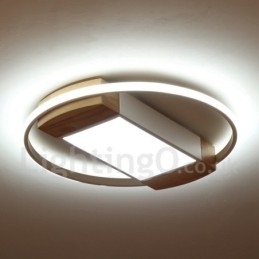 Dimbare witte ronde houten plafondlamp Ultradunne plafondlamp Kan ook als wandlamp worden gebruikt