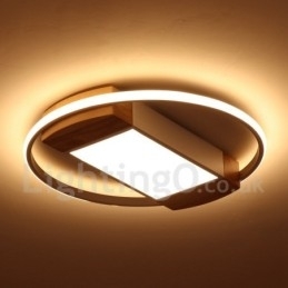 Dimbare witte ronde houten plafondlamp Ultradunne plafondlamp Kan ook als wandlamp worden gebruikt