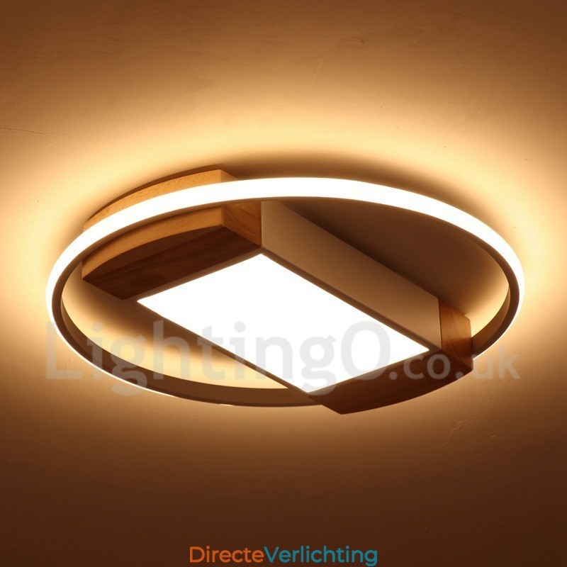 Dimbare witte ronde houten plafondlamp Ultradunne plafondlamp Kan ook als wandlamp worden gebruikt