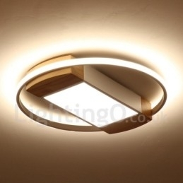 Dimbare witte ronde houten plafondlamp Ultradunne plafondlamp Kan ook als wandlamp worden gebruikt