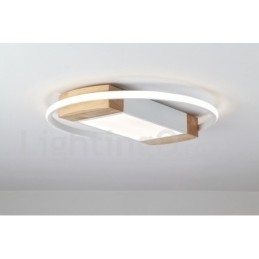 Dimbare witte ronde houten plafondlamp Ultradunne plafondlamp Kan ook als wandlamp worden gebruikt
