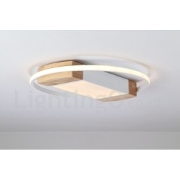 Dimbare witte ronde houten plafondlamp Ultradunne plafondlamp Kan ook als wandlamp worden gebruikt