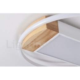Dimbare witte ronde houten plafondlamp Ultradunne plafondlamp Kan ook als wandlamp worden gebruikt