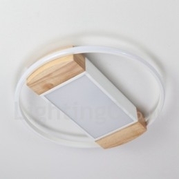 Dimbare witte ronde houten plafondlamp Ultradunne plafondlamp Kan ook als wandlamp worden gebruikt