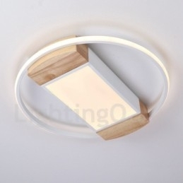 Dimbare witte ronde houten plafondlamp Ultradunne plafondlamp Kan ook als wandlamp worden gebruikt