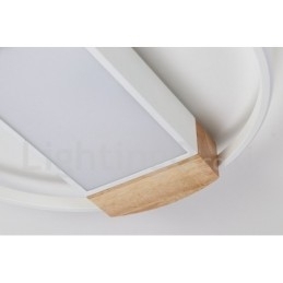 Dimbare witte ronde houten plafondlamp Ultradunne plafondlamp Kan ook als wandlamp worden gebruikt