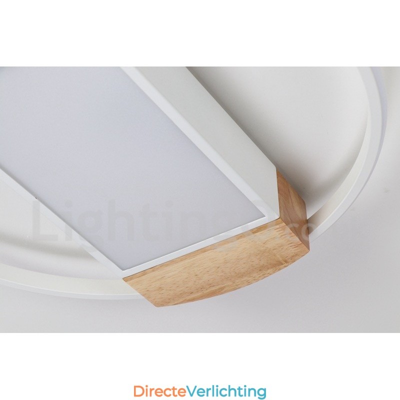 Dimbare witte ronde houten plafondlamp Ultradunne plafondlamp Kan ook als wandlamp worden gebruikt