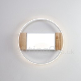 Dimbare witte ronde houten plafondlamp Ultradunne plafondlamp Kan ook als wandlamp worden gebruikt