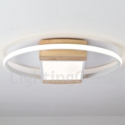 Dimbare witte ronde houten plafondlamp Ultradunne plafondlamp Kan ook als wandlamp worden gebruikt