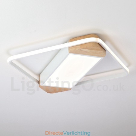 Dimbare witte vierkante houten plafondlamp Ultradunne plafondlamp Kan ook als wandlamp worden gebruikt Dimbare witte vierkante houten plafondlamp Ultradunne plafondlamp Kan ook als wandlamp worden gebruikt