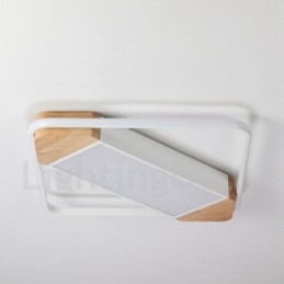 Dimbare witte vierkante houten plafondlamp Ultradunne plafondlamp Kan ook als wandlamp worden gebruikt