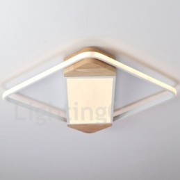 Dimbare witte vierkante houten plafondlamp Ultradunne plafondlamp Kan ook als wandlamp worden gebruikt