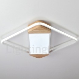 Dimbare witte vierkante houten plafondlamp Ultradunne plafondlamp Kan ook als wandlamp worden gebruikt