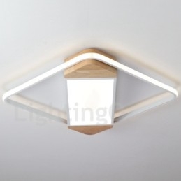 Dimbare witte vierkante houten plafondlamp Ultradunne plafondlamp Kan ook als wandlamp worden gebruikt