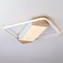 Dimbare witte vierkante houten plafondlamp Ultradunne plafondlamp Kan ook als wandlamp worden gebruikt