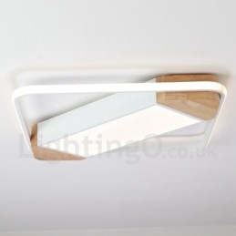 Dimbare witte vierkante houten plafondlamp Ultradunne plafondlamp Kan ook als wandlamp worden gebruikt