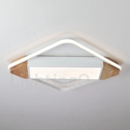 Dimbare witte vierkante houten plafondlamp Ultradunne plafondlamp Kan ook als wandlamp worden gebruikt