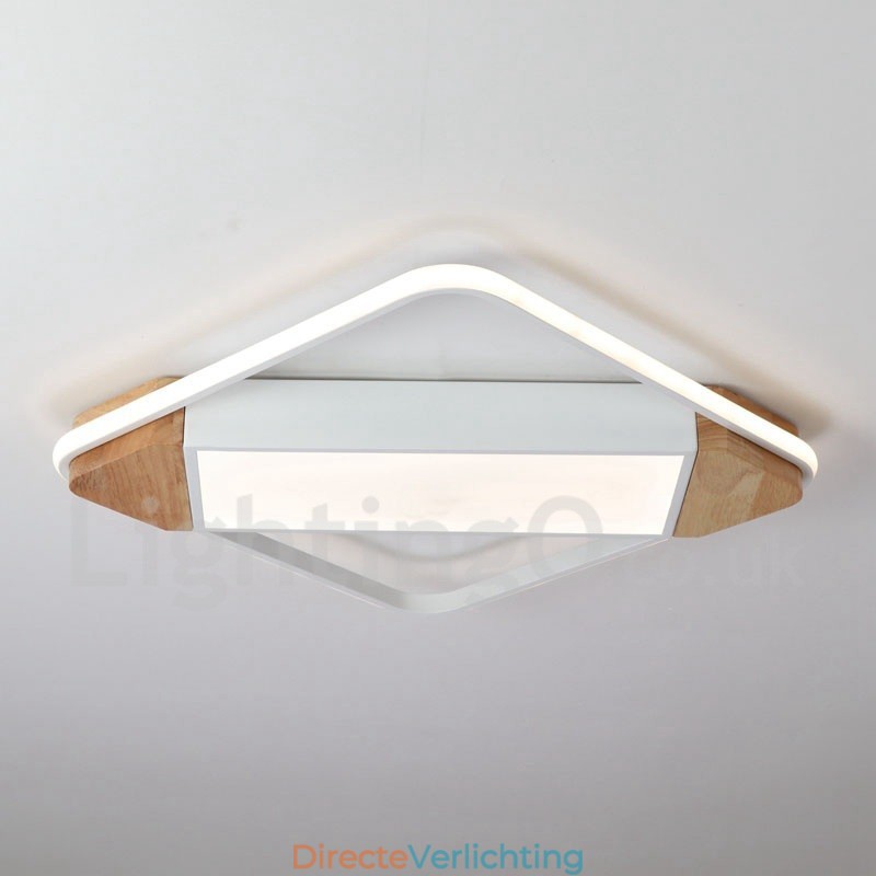 Dimbare witte vierkante houten plafondlamp Ultradunne plafondlamp Kan ook als wandlamp worden gebruikt