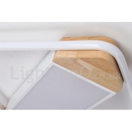 Dimbare witte vierkante houten plafondlamp Ultradunne plafondlamp Kan ook als wandlamp worden gebruikt