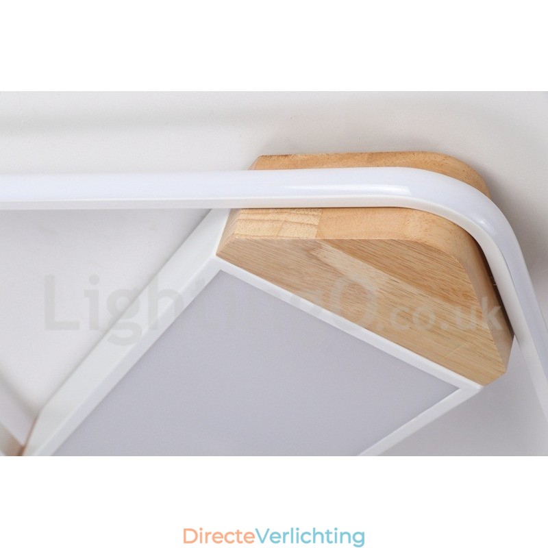 Dimbare witte vierkante houten plafondlamp Ultradunne plafondlamp Kan ook als wandlamp worden gebruikt