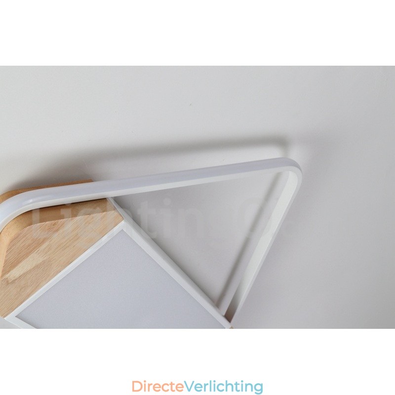 Dimbare witte vierkante houten plafondlamp Ultradunne plafondlamp Kan ook als wandlamp worden gebruikt