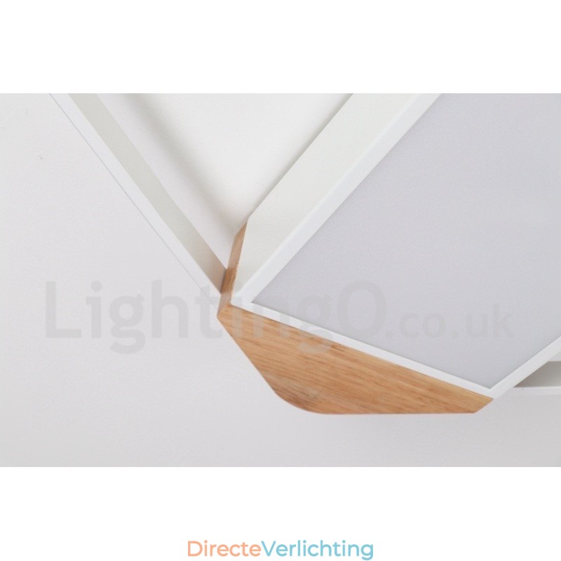 Dimbare witte vierkante houten plafondlamp Ultradunne plafondlamp Kan ook als wandlamp worden gebruikt