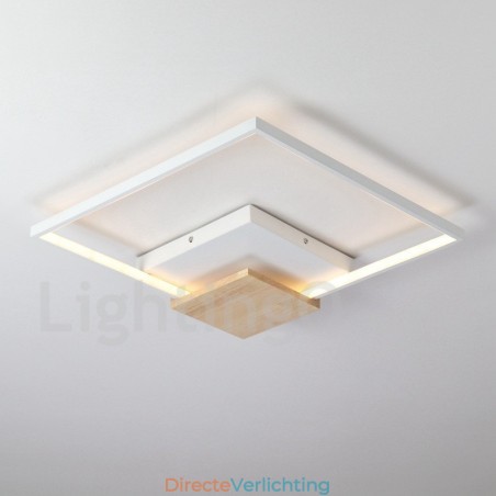 Dimbare witte vierkante houten plafondlamp Ultradunne plafondlamp Kan ook als wandlamp worden gebruikt Dimbare witte vierkante houten plafondlamp Ultradunne plafondlamp Kan ook als wandlamp worden gebruikt