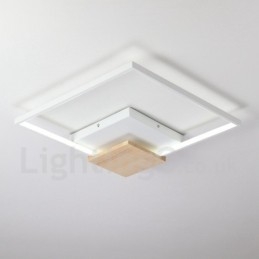 Dimbare witte vierkante houten plafondlamp Ultradunne plafondlamp Kan ook als wandlamp worden gebruikt
