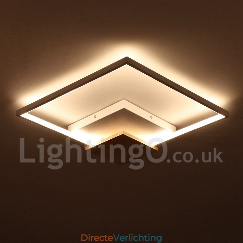 Dimbare witte vierkante houten plafondlamp Ultradunne plafondlamp Kan ook als wandlamp worden gebruikt