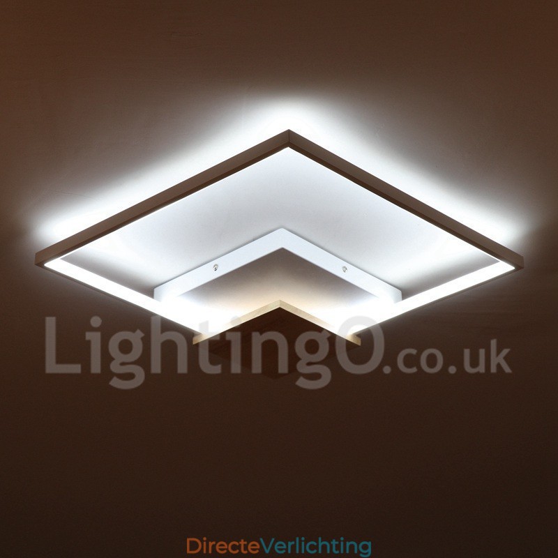 Dimbare witte vierkante houten plafondlamp Ultradunne plafondlamp Kan ook als wandlamp worden gebruikt