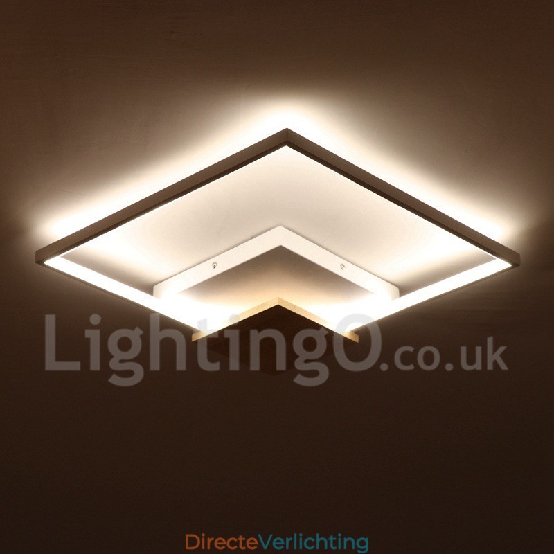 Dimbare witte vierkante houten plafondlamp Ultradunne plafondlamp Kan ook als wandlamp worden gebruikt