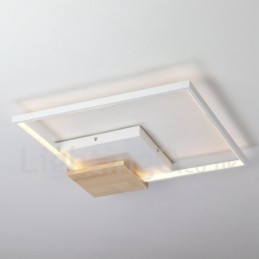 Dimbare witte vierkante houten plafondlamp Ultradunne plafondlamp Kan ook als wandlamp worden gebruikt