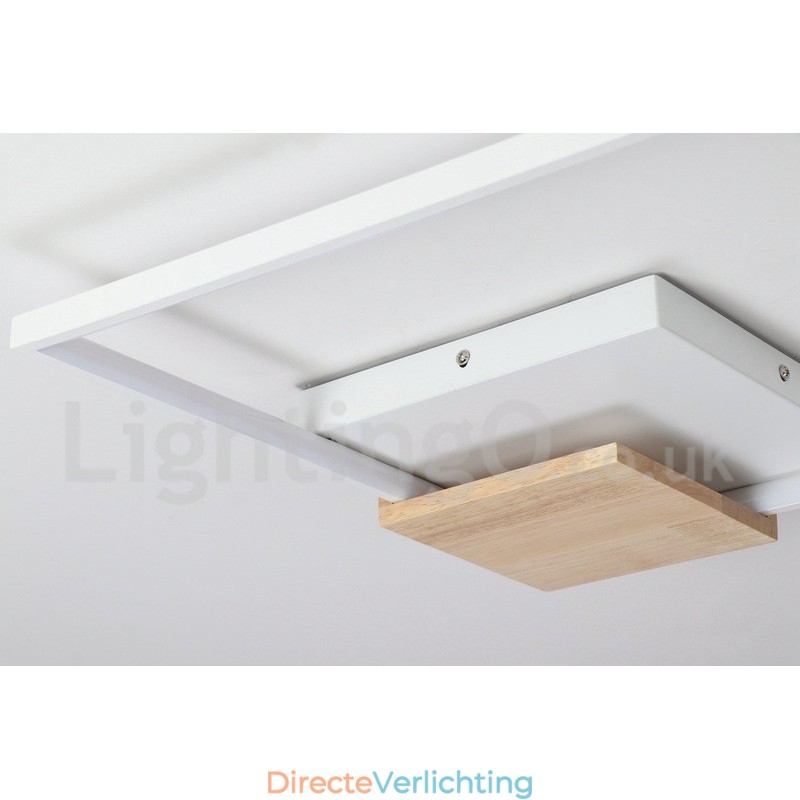 Dimbare witte vierkante houten plafondlamp Ultradunne plafondlamp Kan ook als wandlamp worden gebruikt