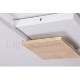 Dimbare witte vierkante houten plafondlamp Ultradunne plafondlamp Kan ook als wandlamp worden gebruikt
