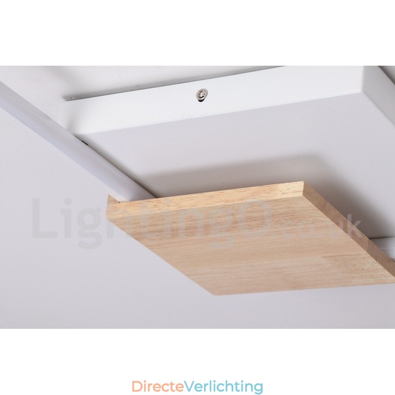 Dimbare witte vierkante houten plafondlamp Ultradunne plafondlamp Kan ook als wandlamp worden gebruikt