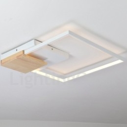 Dimbare witte vierkante houten plafondlamp Ultradunne plafondlamp Kan ook als wandlamp worden gebruikt