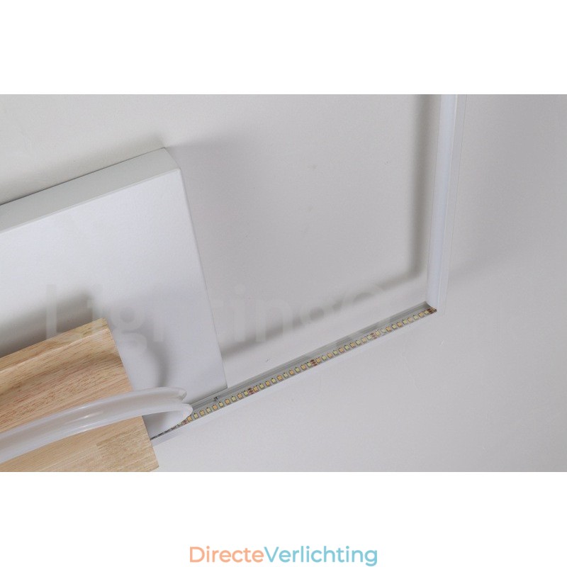 Dimbare witte vierkante houten plafondlamp Ultradunne plafondlamp Kan ook als wandlamp worden gebruikt