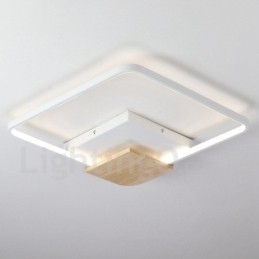 Dimbare witte vierkante houten plafondlamp Ultradunne plafondlamp Kan ook als wandlamp worden gebruikt